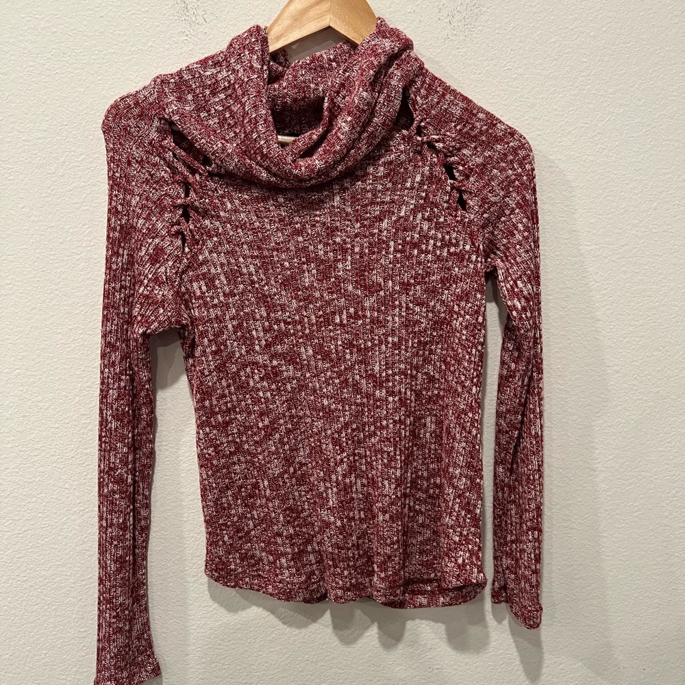 Women's Maroon Sweater with Cowl Neck by Blue Mint Size S